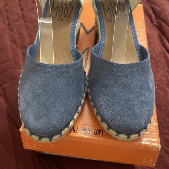 NIB Miz Mooz Women's Malena Wedge Sandals Ocean Blue Leather Women 38 Spain NEW - Picture 9 of 16